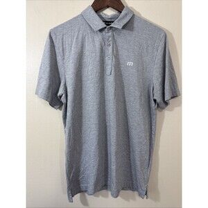 Travis Mathew Mens The Zinna Polo Shirt Size M Gray Short Sleeve Golf Stripe